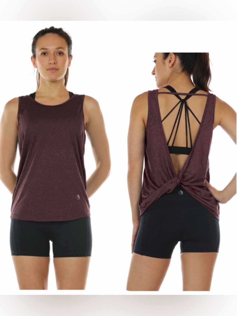 IcyZone Burgundy Open Back Athletic Tank Top